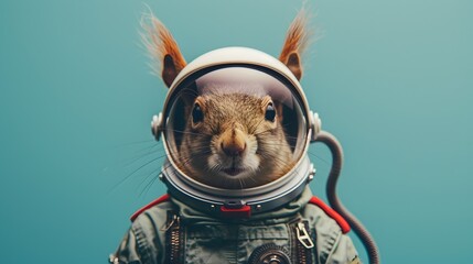 Squirrel in White Space Suit with Helmet	
