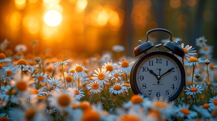 Generative AI : clocks back in spring with this whimsical image of a clock surrounded by spring flowers