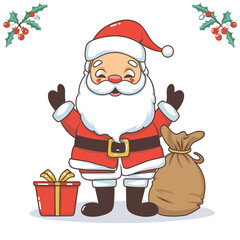 cute santa cluse cartoon vector on white background
