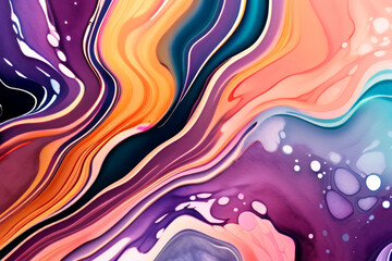 Fototapeta premium Closeup of abstract watercolor paint background texture with liquid fluid marbled paper texture banner texture. Generative AI (생성형 AI)