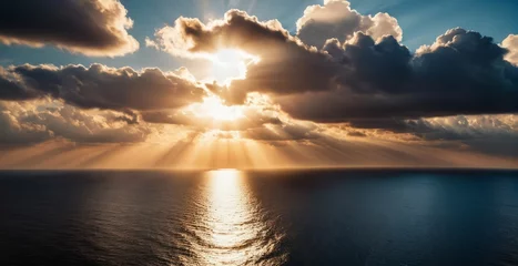 Fotobehang A tranquil sunset over a vast ocean, sea. Generative AI. © zax