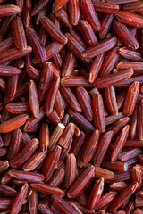 Macro black rice seeds,Close up background view of organic black purple rice 