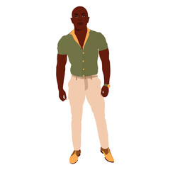 Bold stylish black man in elegant art style vector