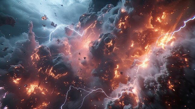 A dynamic lightning storm captured in stunning 3D detail.