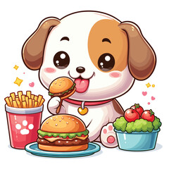 cute dog cartoon vector on white background
