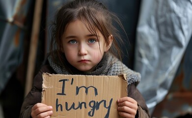 Unveiling hunger's grasp: a poignant portrayal of poverty's grip, depicting the harsh realities faced by those afflicted by hunger and deprivation