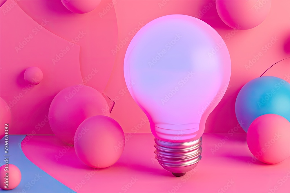 Poster a 3d symbol of a lightbulb representing ideas or innovation.