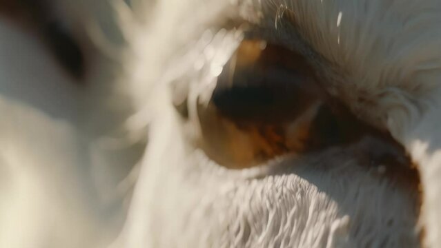 closeup goat eye. 4k video animation