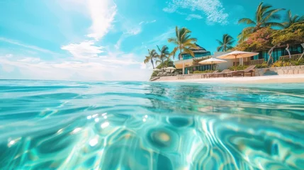 Crédence de cuisine en verre imprimé Turquoise Clear Sea Resort Water with waves Beautiful natural Background Landscape