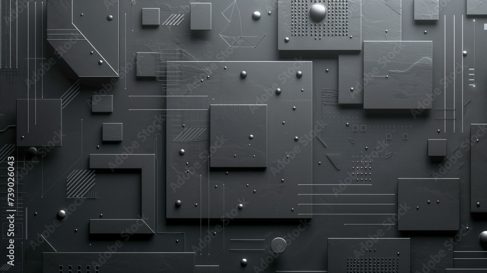 Wall mural dark high tech background black anodized metal texture abstract geometric shapes modern minimalist f