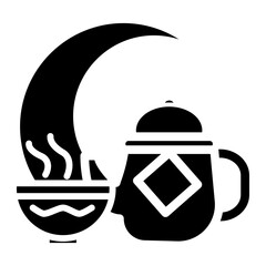 Ramadhan icon on the glyph style. iftar food icon