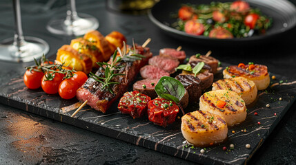 Appetizers arranged artfully on a platter the prelude to a culinary journey