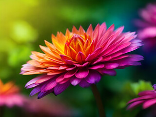 Colorful chrysanthemum flowers in the garden