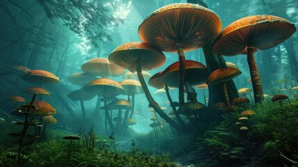 Fototapeta na wymiar Magical fantasy fairy tale scenery, night in a forest