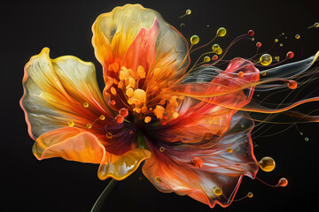 Transparent and vivid flower illustration Transparente und lebendige Blumenillustration 透明感のある鮮やかな花のイラスト