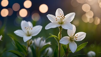 Fototapeta premium white spring flowers in the field
