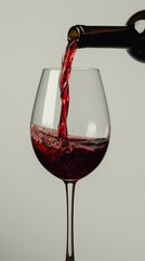 Elegant Red Wine Pouring into Glass on Pristine Background