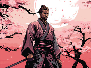 Fototapeta premium Japanese samurai master waiting