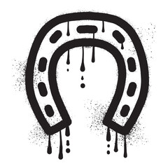 Horseshoe graffiti drawn with black spray paint © anakcikal978