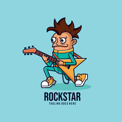 simple mascot logo rockstar character design