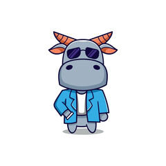 simple mascot logo rhino character design