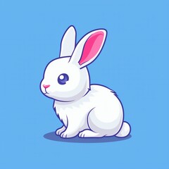 Cute rabbit flat logo illustration, cartoon rabbit icon.