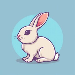 Obraz premium Cute rabbit flat logo illustration, cartoon rabbit icon.