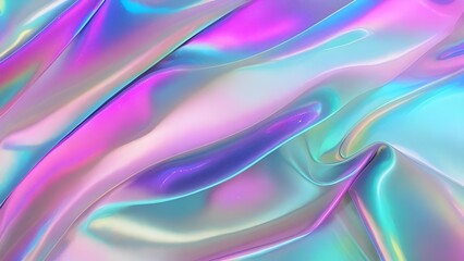 Fototapeta premium Holographic Iridescent fabric background. Shiny mother of pearl fabric, bright multi-colored fabric