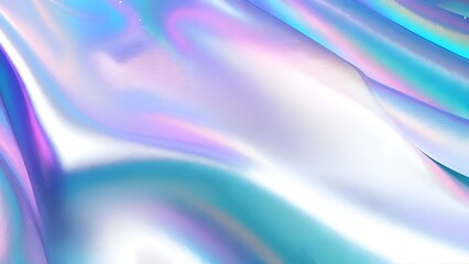 Holographic Iridescent fabric background. Shiny mother of pearl fabric, bright multi-colored fabric