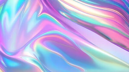 Obraz premium Holographic Iridescent fabric background. Shiny mother of pearl fabric, bright multi-colored fabric