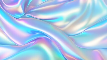 Fototapeta premium Holographic Iridescent fabric background. Shiny mother of pearl fabric, bright multi-colored fabric