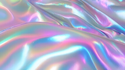 Obraz premium Holographic Iridescent fabric background. Shiny mother of pearl fabric, bright multi-colored fabric