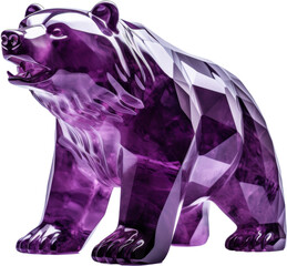 bear,purple violet crystal shape of bear,bear made of crystal isolated on white or transparent background,transparency