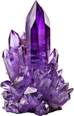 purple violet crystal chunk,fantasy crystal portrait isolated on white or transparent background,transparency