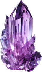 purple violet crystal chunk,fantasy crystal portrait isolated on white or transparent background,transparency