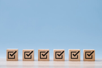 wood cube block with customer satisfaction rating to measure product evaluation