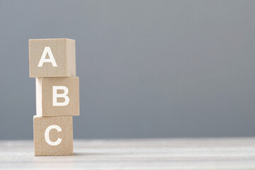 wood cube block with ABC