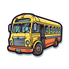 Cartoon school bus sticker illustration