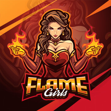 Flame girls esport mascot logo design