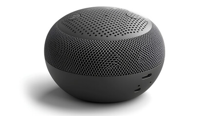 grey wireless portable speaker on isolated white background, generative ai