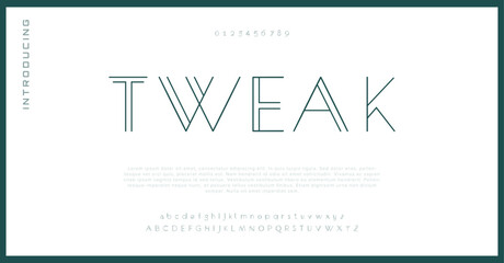 Tweak Double line monogram alphabet and tech fonts. Lines font regular uppercase and lowercase. Vector illustration.