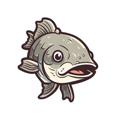 Cartoon cod fish sticker illustration