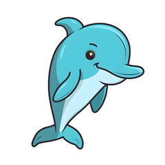 Cute cartoon dolphin sticker illustration