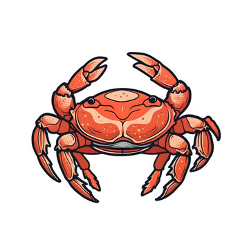 Cartoon crab sticker illustration