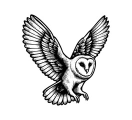 barn owl hand drawn vector ilustration graphic