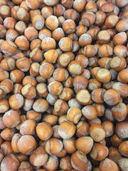 Display of hazelnuts at a local market.