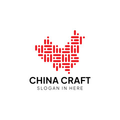 china craft with map webbing shaped icon logo design illustrated