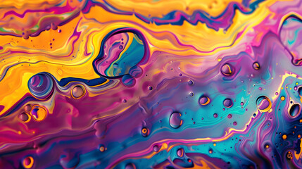 Beautiful abstraction of liquid paints in a slow flow mixing gently. Abstract watercolor background.