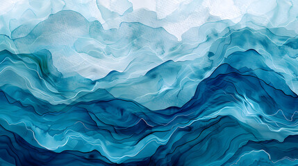 Obraz premium Abstract art navy blue background. Art painting with ink on canvas, with a marbled texture and elements of diffusion and gradients.