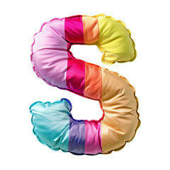 S from colorful pillow, PNG image, no background